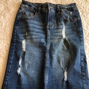 Denim pencil skirt